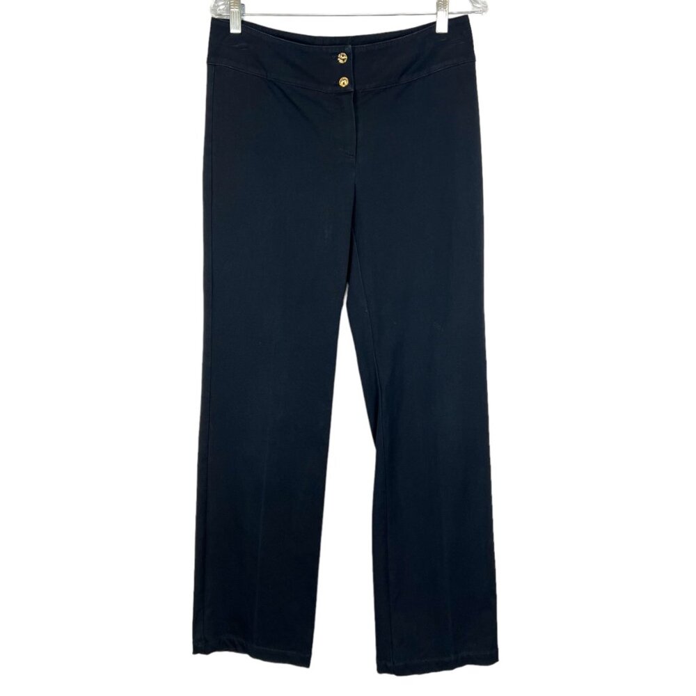 St John Collection Marie Gray Womens Black Straight Leg Pants Trousers size 8